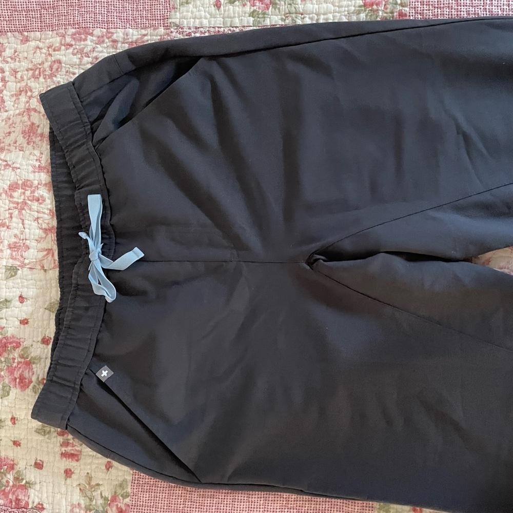 Grey Jogger Pants with Blue Tie